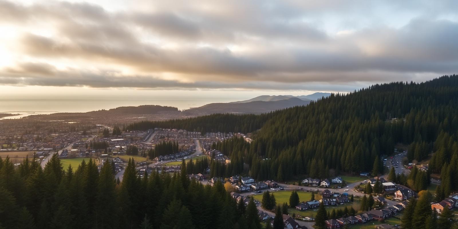 Aerial view of Oregon coast showing service coverage area for garage door services